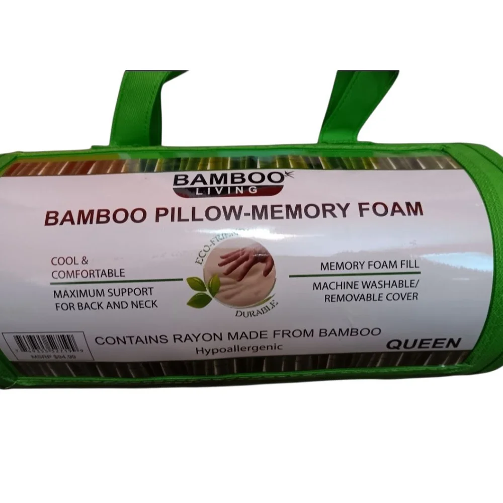 Bamboo Living Queen Maximum Support Bamboo Pillow - Memory Foam Hypoallergenic